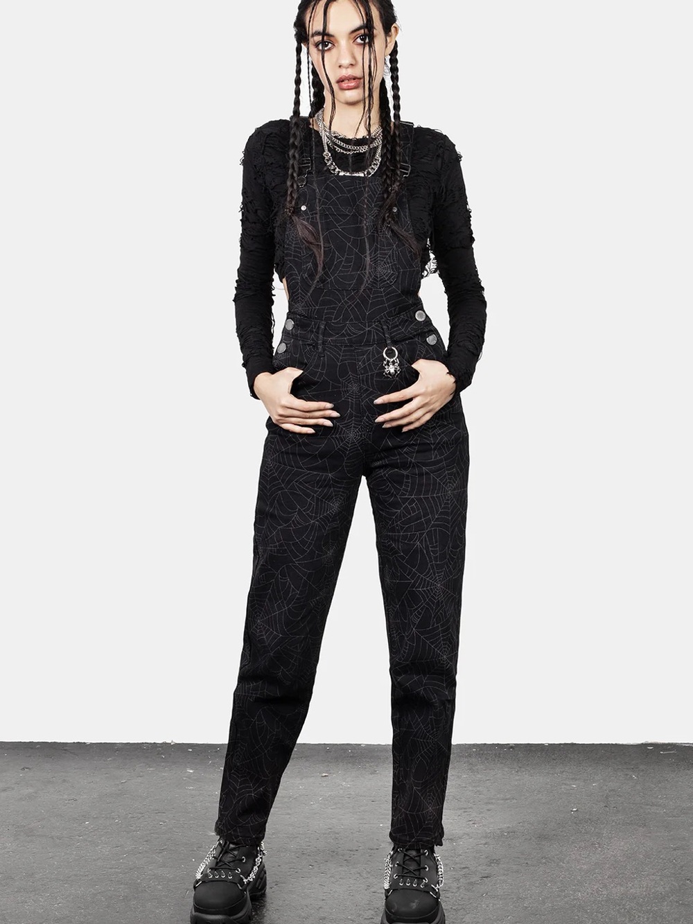 Black Spiderweb Overalls disturbia